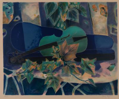 Tony AGOSTINI : Nature morte au violon - Lithographie originale signée 2