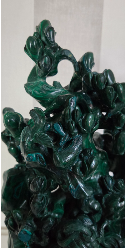 Chine XXème - Groupe de malachite sculpté - 2
