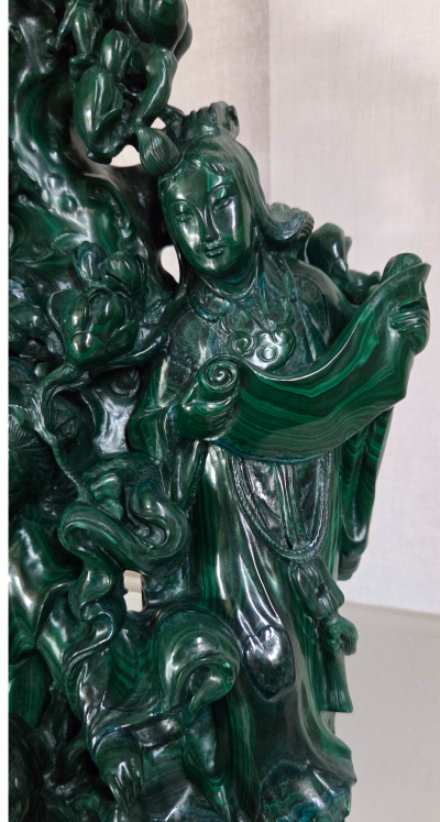 Chine XXème - Groupe de malachite sculpté - 2
