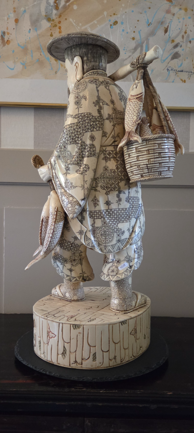 Chine - Pêcheur en os de buffle XXème - Sculpture 2