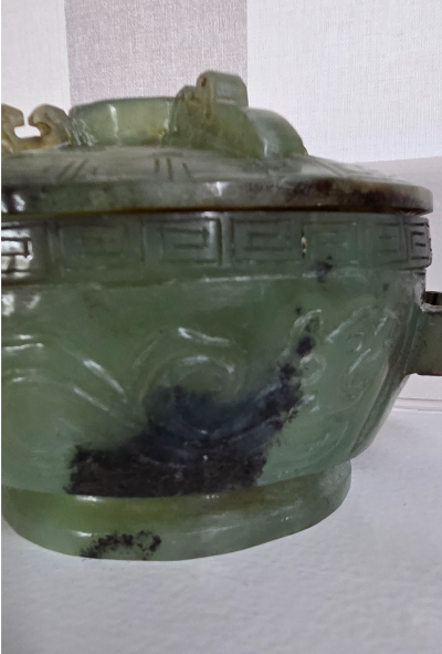 Chine - XXème - Coupe couverte - Brûle parfum en jade - 2