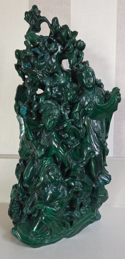 Chine XXème - Groupe de malachite sculpté - 2