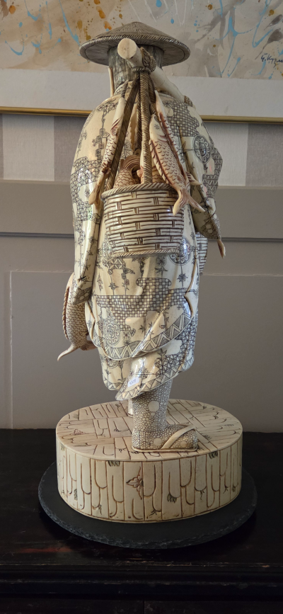 Chine - Pêcheur en os de buffle XXème - Sculpture 2