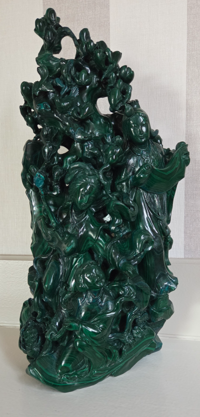 Chine XXème - Groupe de malachite sculpté - 2