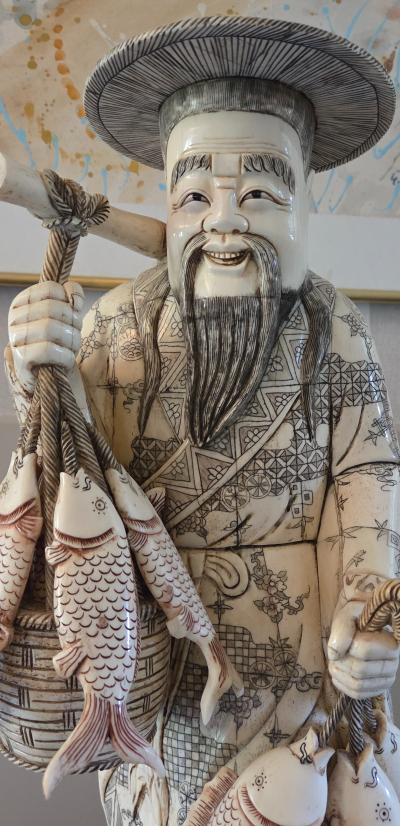 Chine - Pêcheur en os de buffle XXème - Sculpture 2