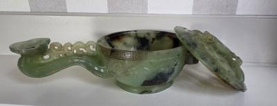Chine - XXème - Coupe couverte - Brûle parfum en jade - 2