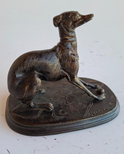 Pierre-Jules MÈNE  chien  Lévrier au jeu   Bronze sculpture signée 2
