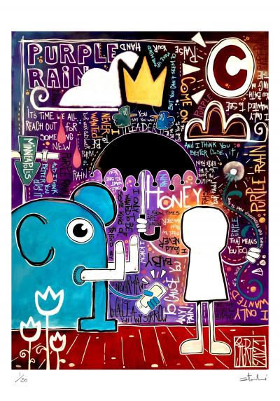 Yohan STORTI - Purple rain, 2022 - Sérigraphie originale signée et numérotée 2