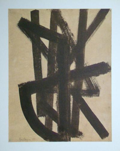Pierre SOULAGES  ( after ) - Peinture sur papier IV., 1962 - Offset lithograph signed 2