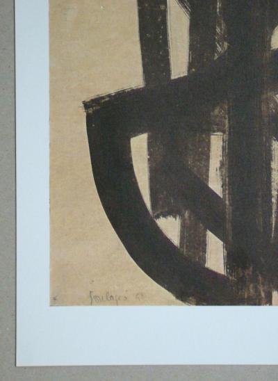 Pierre SOULAGES  ( after ) - Peinture sur papier IV., 1962 - Offset lithograph signed 2