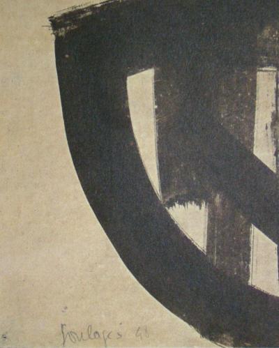 Pierre SOULAGES  ( after ) - Peinture sur papier IV., 1962 - Offset lithograph signed 2