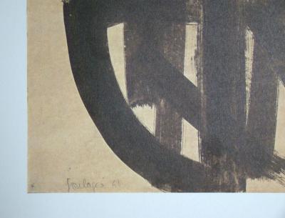 Pierre SOULAGES  ( after ) - Peinture sur papier IV., 1962 - Offset lithograph signed 2