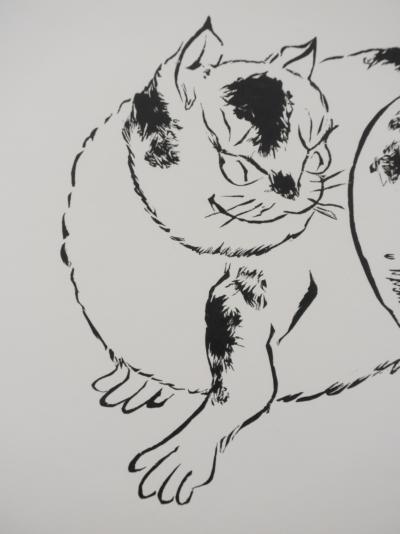 Mokuchu URUSHIBARA: Japanese print, The Cat, Signed woodblock print 2