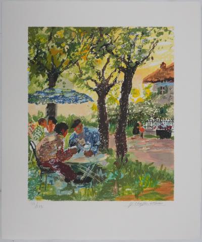Yvonne CHEFFER DELOUIS : L'heure du thé - Lithographie originale signée 2