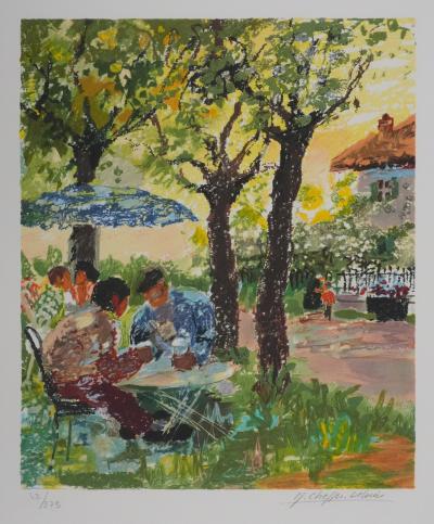 Yvonne CHEFFER DELOUIS : L'heure du thé - Lithographie originale signée 2