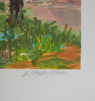 Yvonne CHEFFER DELOUIS : L'heure du thé - Lithographie originale signée 2