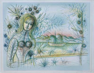 版画 ES LAPORTE lithograph Georges Laporte large lithograph signed