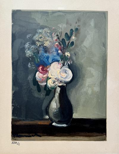 Maurice De Vlaminck - Bouquet de fleurs, gravure sur bois signée planche 2