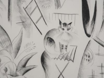 Mily POSSOZ : La leçon à la fenêtre - Gravure originale signée 2