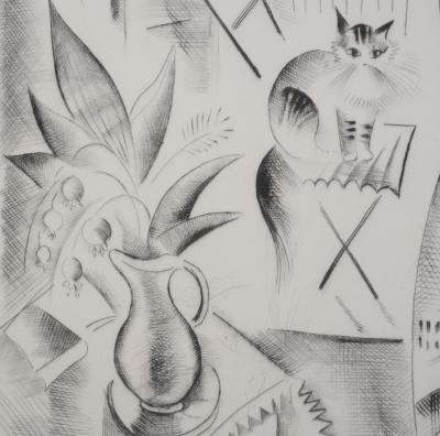 Mily POSSOZ : La leçon à la fenêtre - Gravure originale signée 2