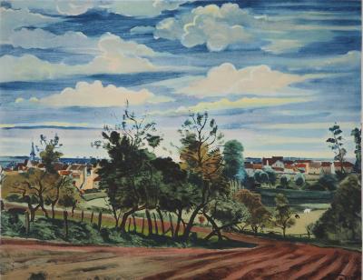 André DERAIN : Les champs du village, Lithographie signée 2