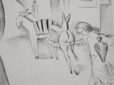 Mily POSSOZ : Deux jeunes paysannes - Gravure originale signée 2