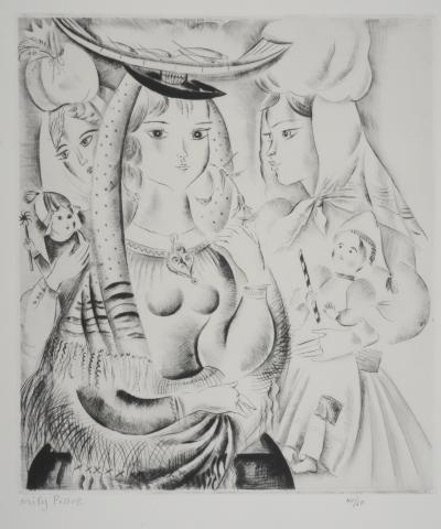 Mily POSSOZ : Les trois jeunes portugaises - Gravure originale signée 2