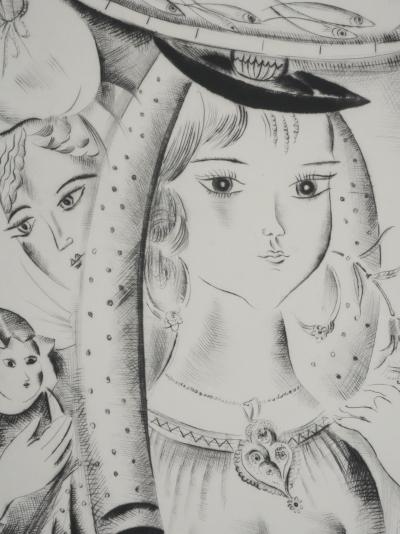 Mily POSSOZ : Les trois jeunes portugaises - Gravure originale signée 2