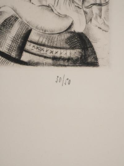 Mily POSSOZ : Jeune fille au bouquet de basilique - Gravure originale signée 2