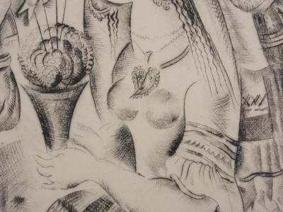 Mily POSSOZ : Jeune fille au bouquet de basilique - Gravure originale signée 2