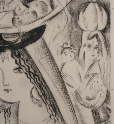 Mily POSSOZ : Jeune fille au bouquet de basilique - Gravure originale signée 2