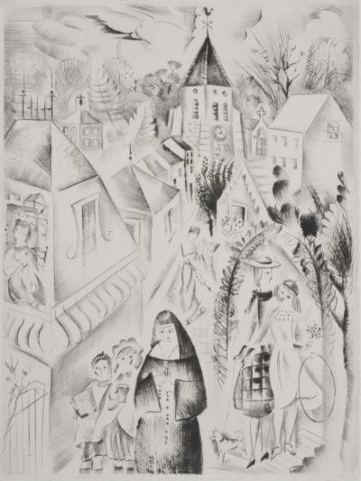 Mily POSSOZ : L'Eglise de Fontenay - Gravure originale signée 2