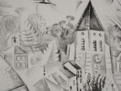 Mily POSSOZ : L'Eglise de Fontenay - Gravure originale signée 2
