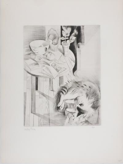 Mily POSSOZ : Le chat sur le tabouret - Gravure originale signée 2