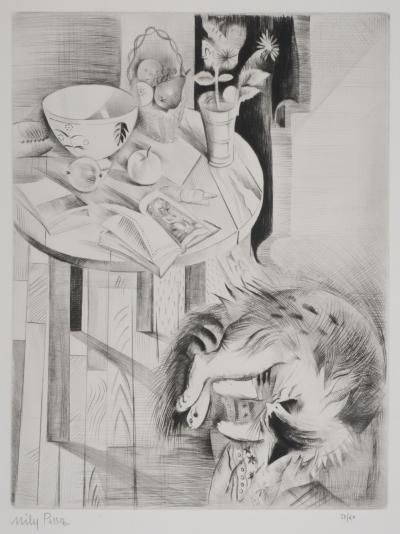 Mily POSSOZ : Le chat sur le tabouret - Gravure originale signée 2