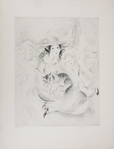 Mily POSSOZ : Famille avec un chat - Gravure originale signée 2