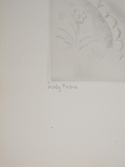 Mily POSSOZ : Famille avec un chat - Gravure originale signée 2