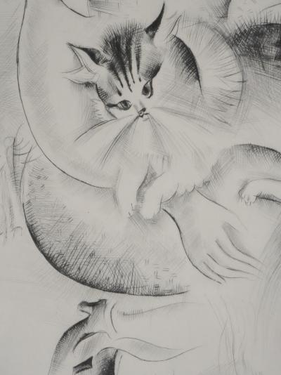 Mily POSSOZ : Famille avec un chat - Gravure originale signée 2