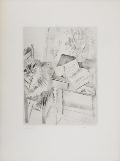 Mily POSSOZ: Sleeping Cat - Original signed engraving 2