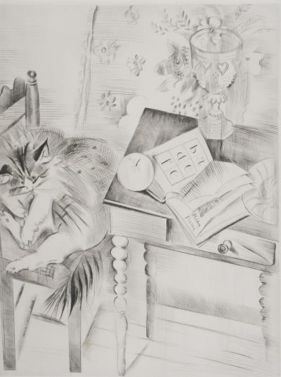 Mily POSSOZ: Sleeping Cat - Original signed engraving 2