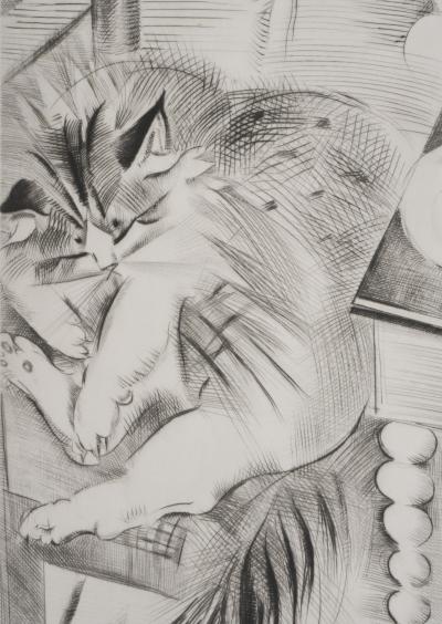 Mily POSSOZ: Sleeping Cat - Original signed engraving 2