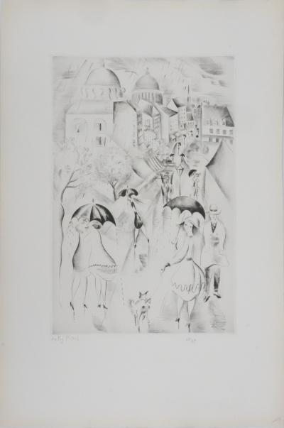 Mily POSSOZ : Sous la pluie - Gravure Originale Signée 2