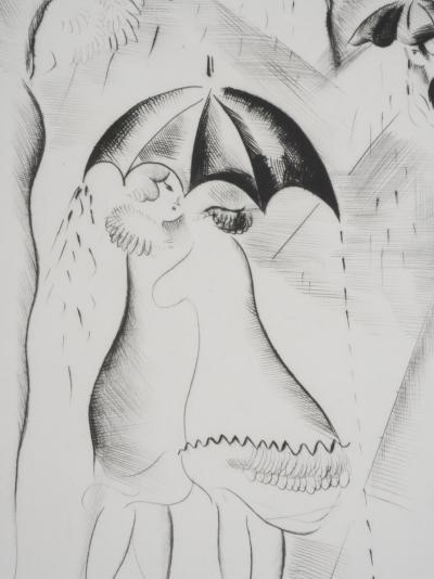 Mily POSSOZ : Sous la pluie - Gravure Originale Signée 2