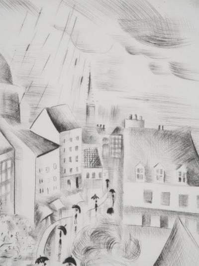 Mily POSSOZ : Sous la pluie - Gravure Originale Signée 2