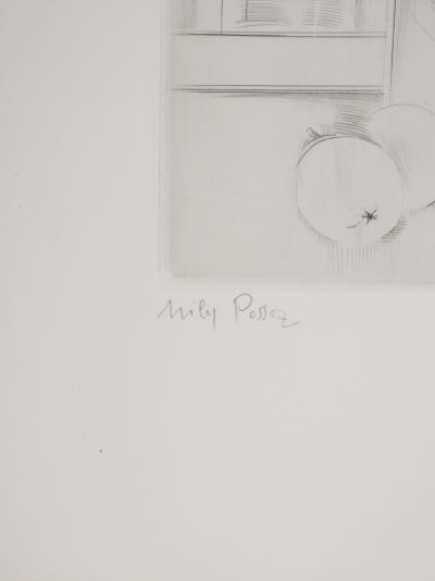 Mily POSSOZ : Fillette aux oiseaux  - Gravure originale signée 2
