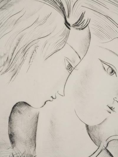 Mily POSSOZ : Jeunes femmes à la perruche - Gravure originale signée 2