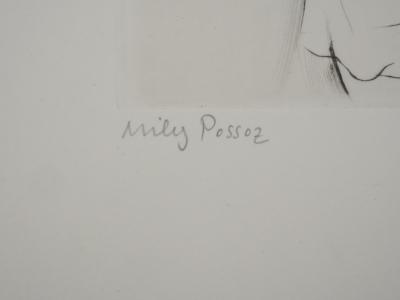 Mily POSSOZ : Fillette cousant - Gravure originale signée 2