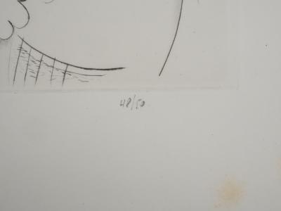 Mily POSSOZ : Fillette cousant - Gravure originale signée 2