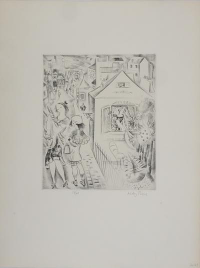 Mily POSSOZ : Jeunes filles aux provisions - Gravure originale signée 2