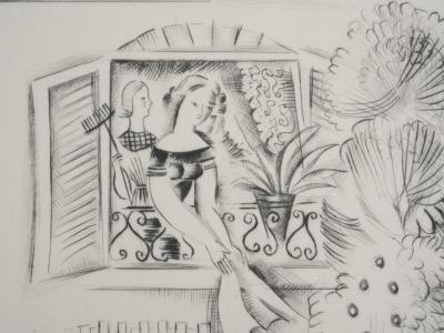 Mily POSSOZ : Jeunes filles aux provisions - Gravure originale signée 2
